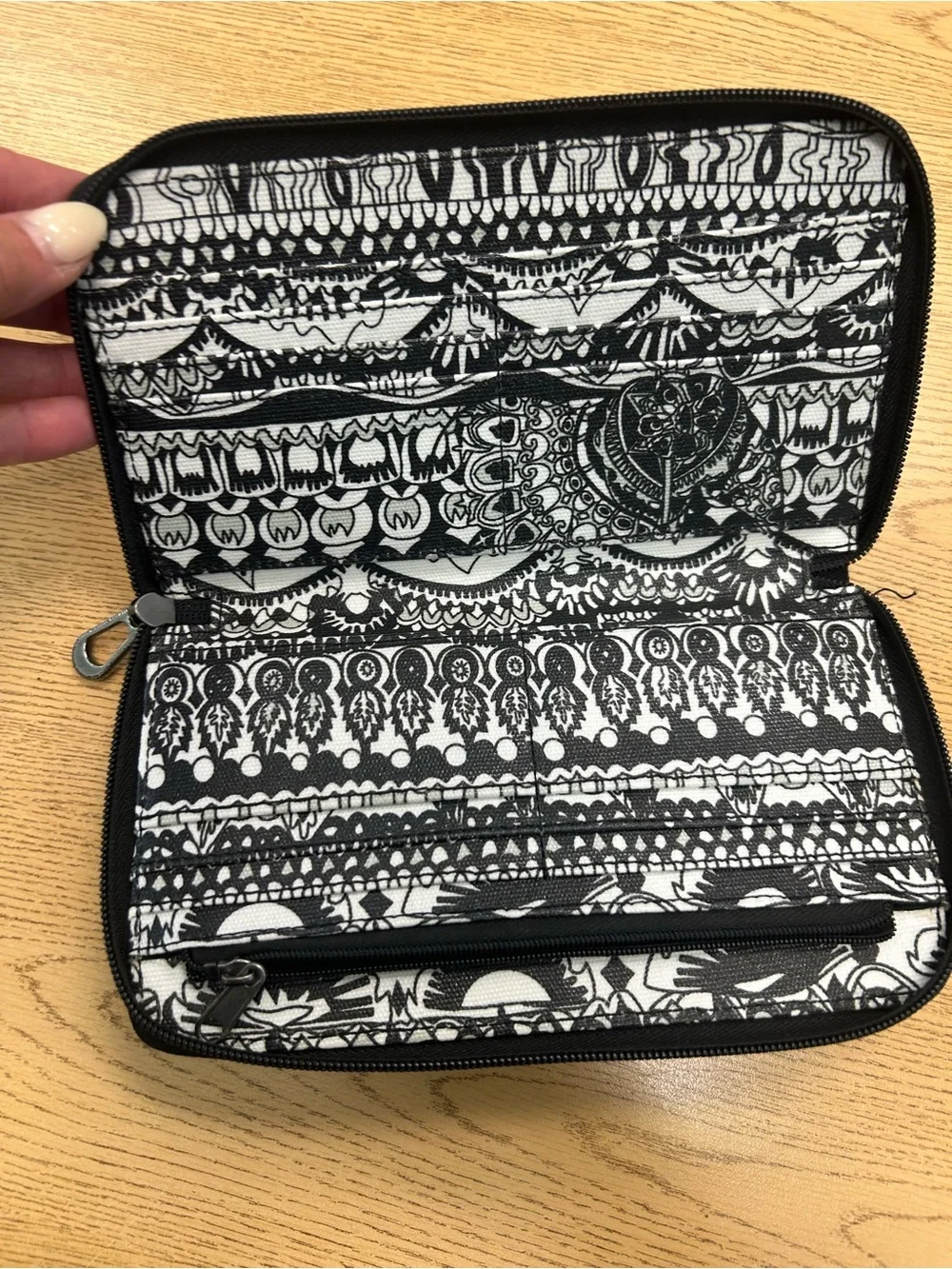 Sakroots Black & White Patterned Zip Wallet